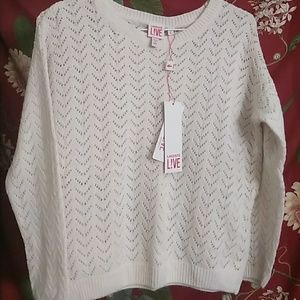 Lacoste ivory knit sweater Large